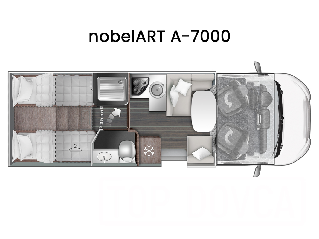 Obytný vůz nobelART A7000 - Elegance typu alkovna